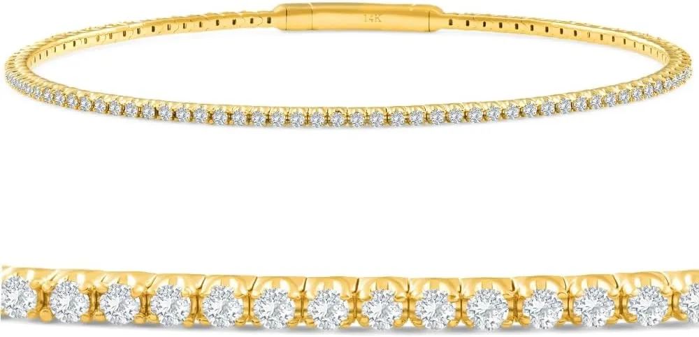 P3 POMPEII3 Pompeii 1Ct F/VS Diamond Flexible Oval Bangle Women's Bracelet 14k Yellow Gold Lab Grown (F,VS)