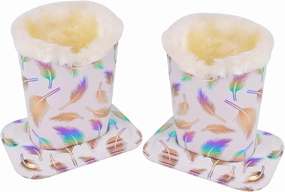 Pack of 2 Soft Plush Lined Eyeglasses Holder Stand Protective Glasses Holder Stand