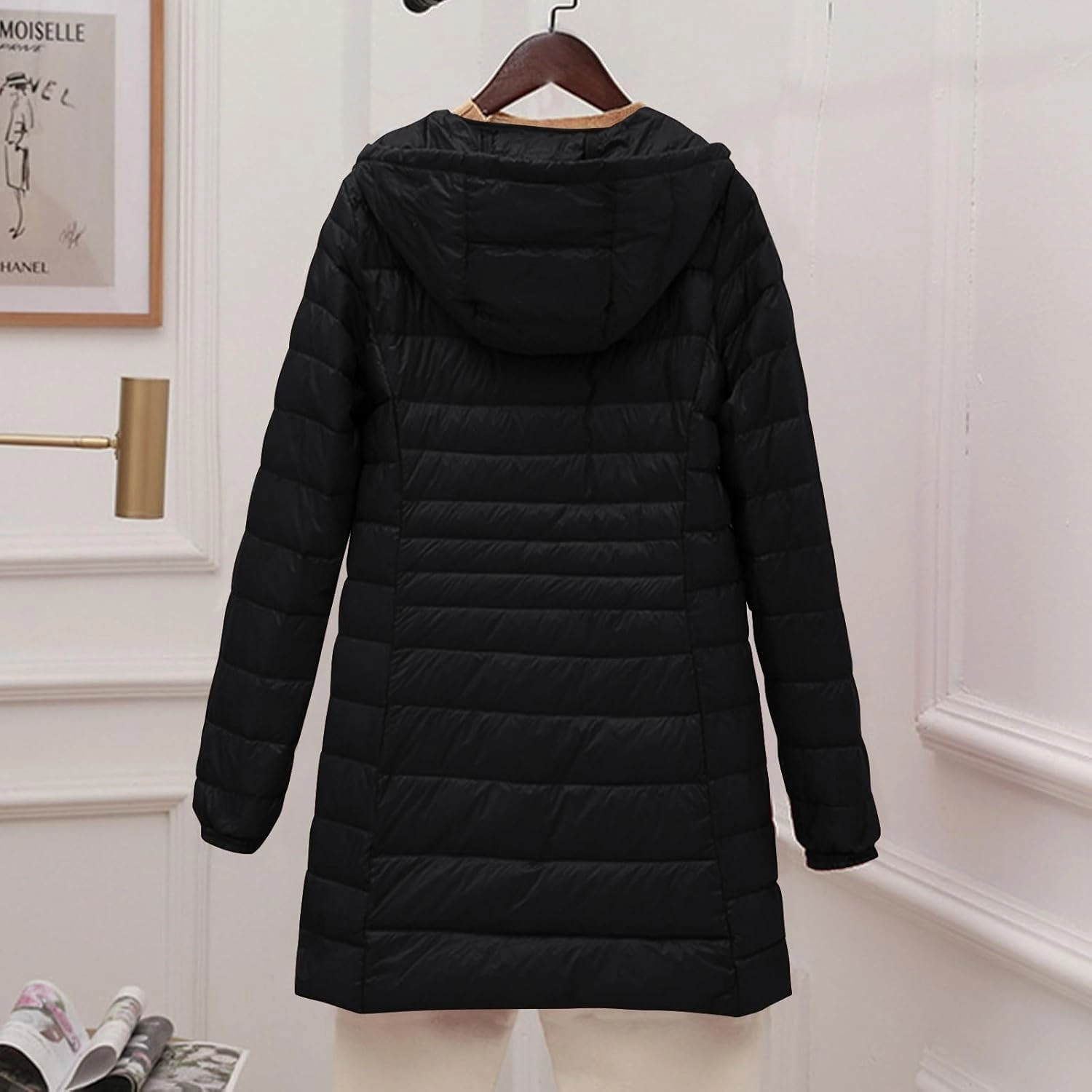 Packable Puffer Jacket Women Lightweight Padded Coats with Hood Long Winter Warm Casual Travel Down Jackets