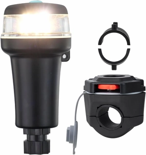Pactrade Marine Navigation Lights for Boats LED - White Battery Powered Nav Lights for Boats - Rail Mount, Fixed Base, 2-Mode Operation - 1NM Waterproof