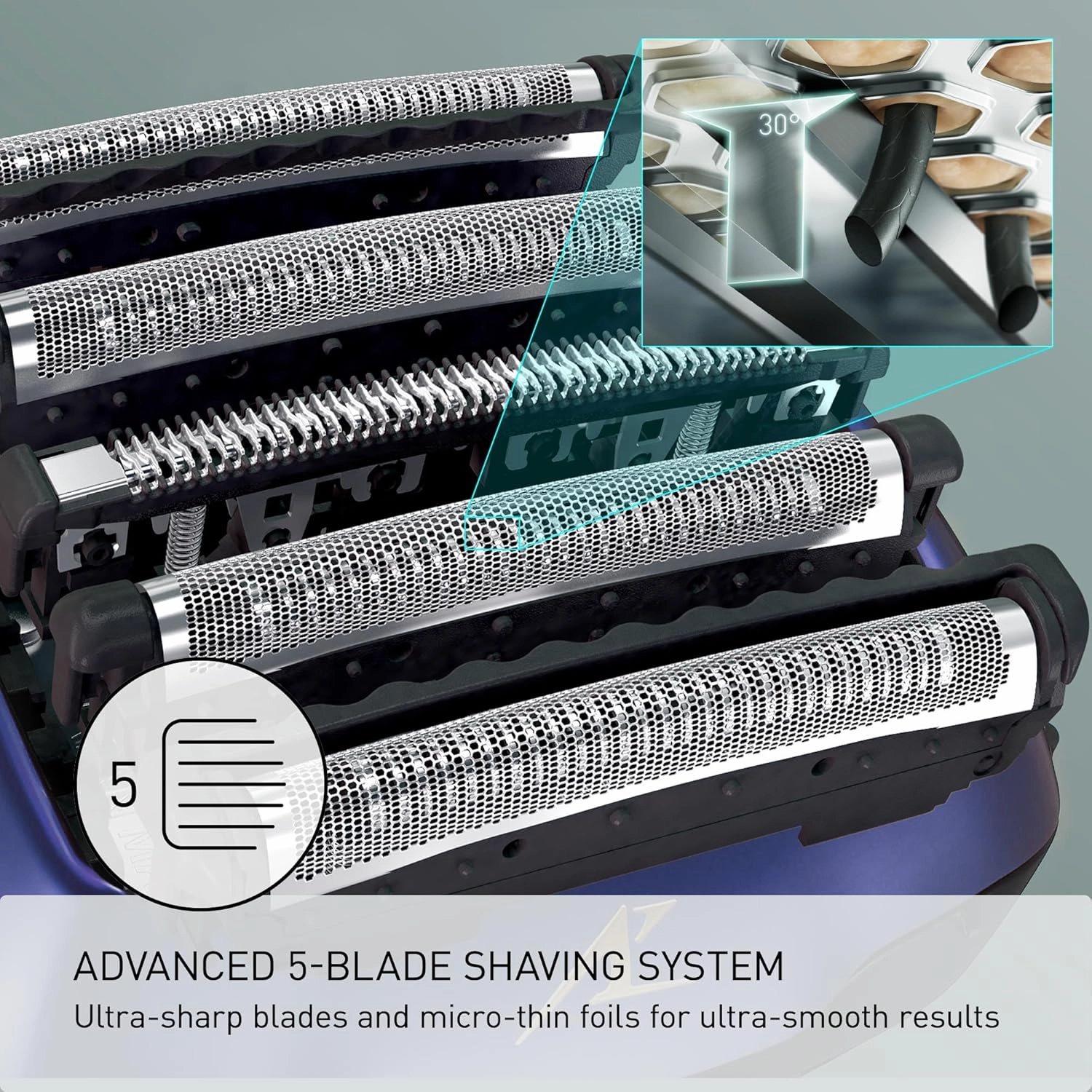 Panasonic ARC5 Electric Razor for Men with Pop-up Trimmer, Wet Dry 5-Blade Electric Shaver with Intelligent Shave Sensor and 16D Flexible Pivoting Head - ES-ALV6HA (Navy)