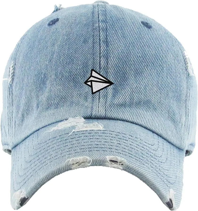Paper Airplanes Vintage Baseball Cap Embroidered Cotton Adjustable Distressed Dad Hat