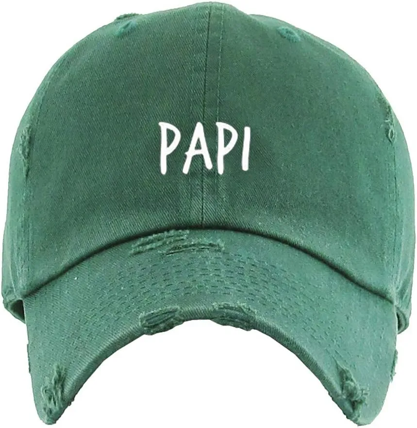 Papi Embroidered Vintage Baseball Cap Cotton Adjustable Distressed Dad Hat