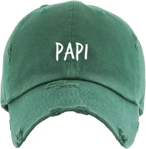 Papi Embroidered Vintage Baseball Cap Cotton Adjustable Distressed Dad Hat