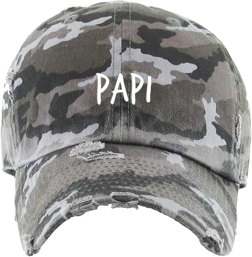 Papi Vintage Baseball Cap Embroidered Cotton Adjustable Distressed Dad Hat