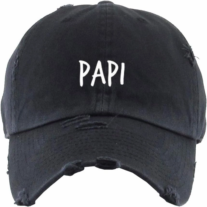 Papi Embroidered Vintage Baseball Cap Cotton Adjustable Distressed Dad Hat