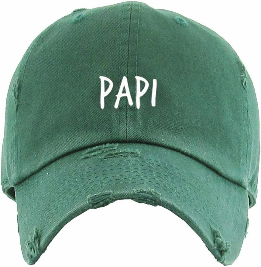Papi Vintage Baseball Cap Embroidered Cotton Adjustable Distressed Dad Hat