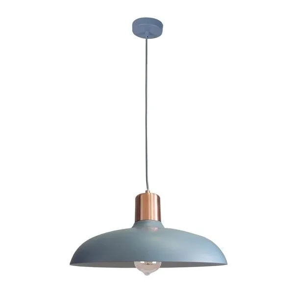 PASTEL13 Pendant - L Matte BLUE DOME with Copper Lamp holder Cover OD400mm x H216mm 3m cable WTY 1YR