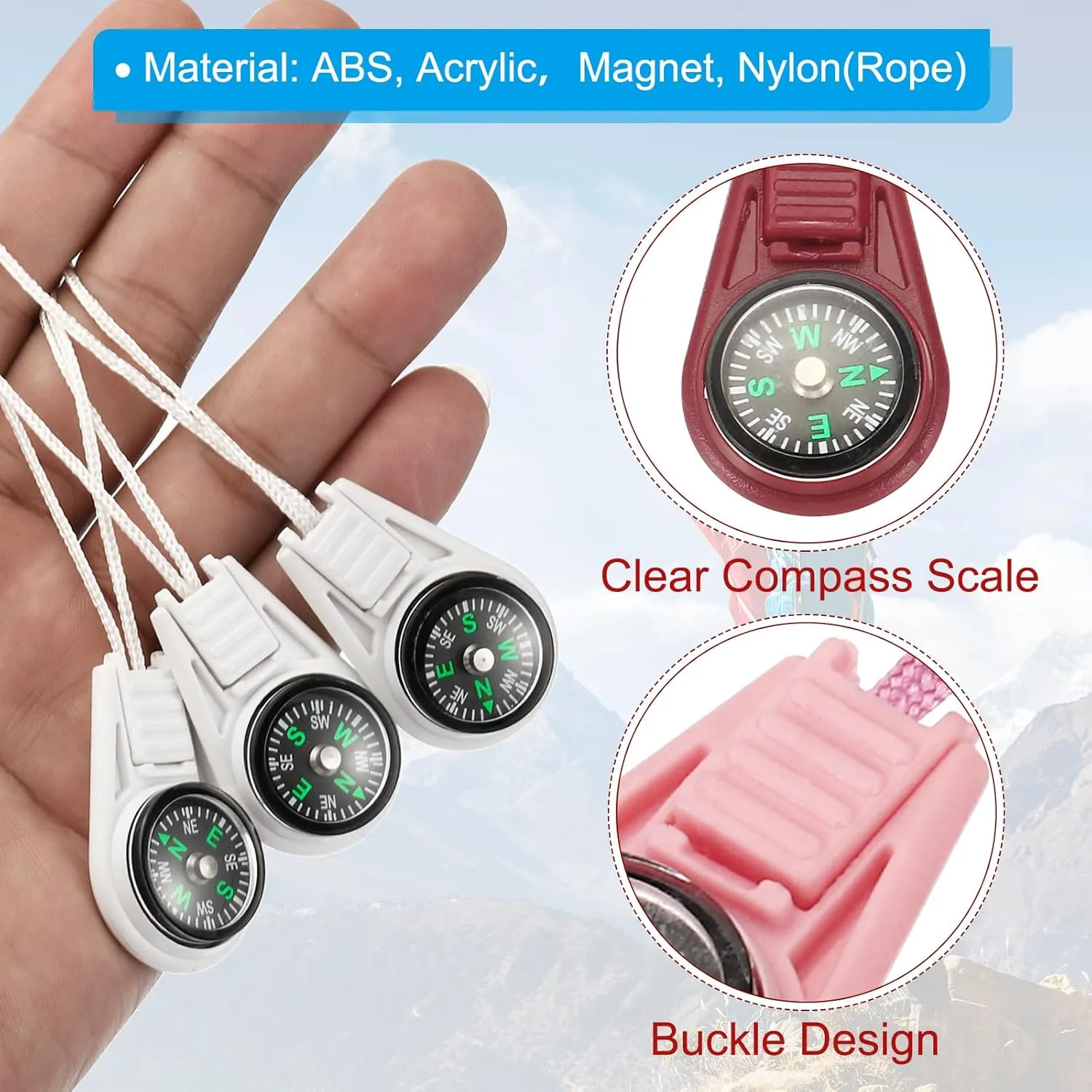 PATIKIL Mini Survival Compass, 50 Pack Button Compass Bulk Kit for Outdoor Hiking Camping Travelling Party