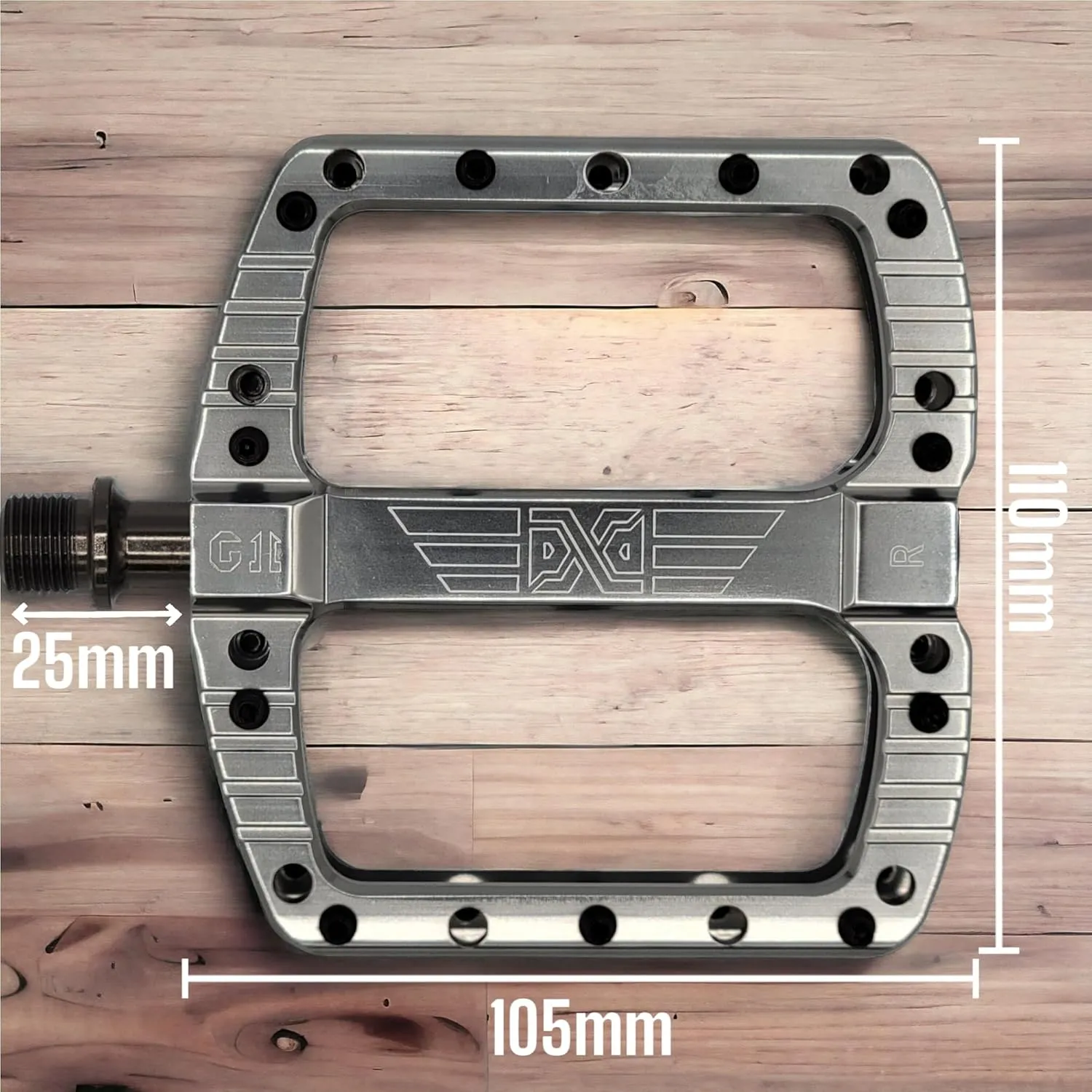 PDX G11 Mountain Bike Pedal MTB Pedal Large Concave Platform Machined Aluminum Polished Bicycle Non-Slip Pedals 9/16 Chromoly Spindle Smooth Ball Bearings