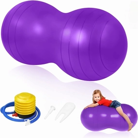 Peanut Fitness Ball, Kids Peanut Ball, Yoga Exercise Ball with Inflatable Foot Pump, Anti-Explosive, for Yoga, Pilates, Therapy, Pregnancy - 90 x 45 cm
