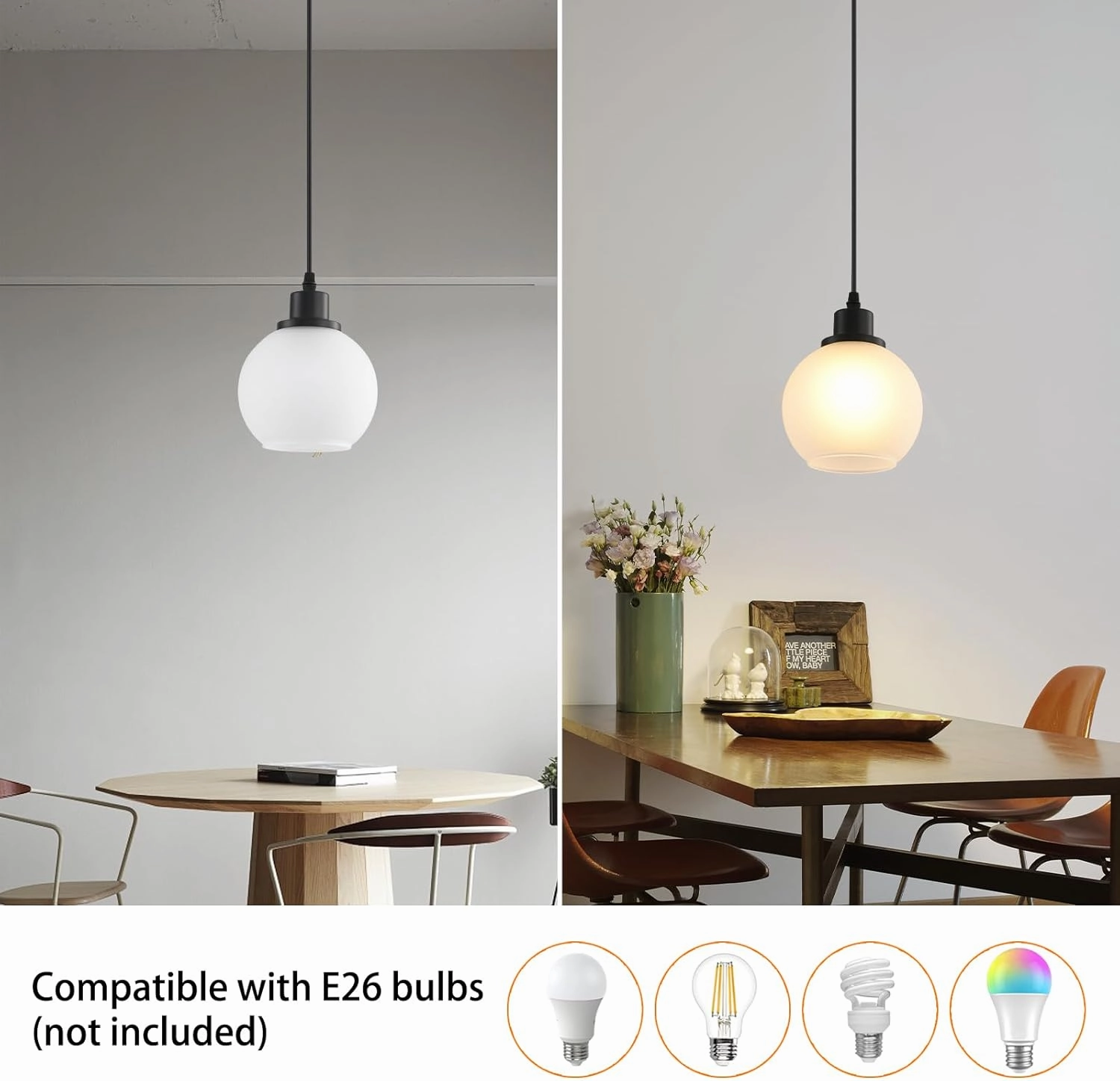 Pendant Lamp with Glass Shade, Modern Antique Brass Pendant Lights,Hanging Light Vintage Glass Shade, Island Light Pendant Light Fixture for Bedroom Living Room Kitchen
