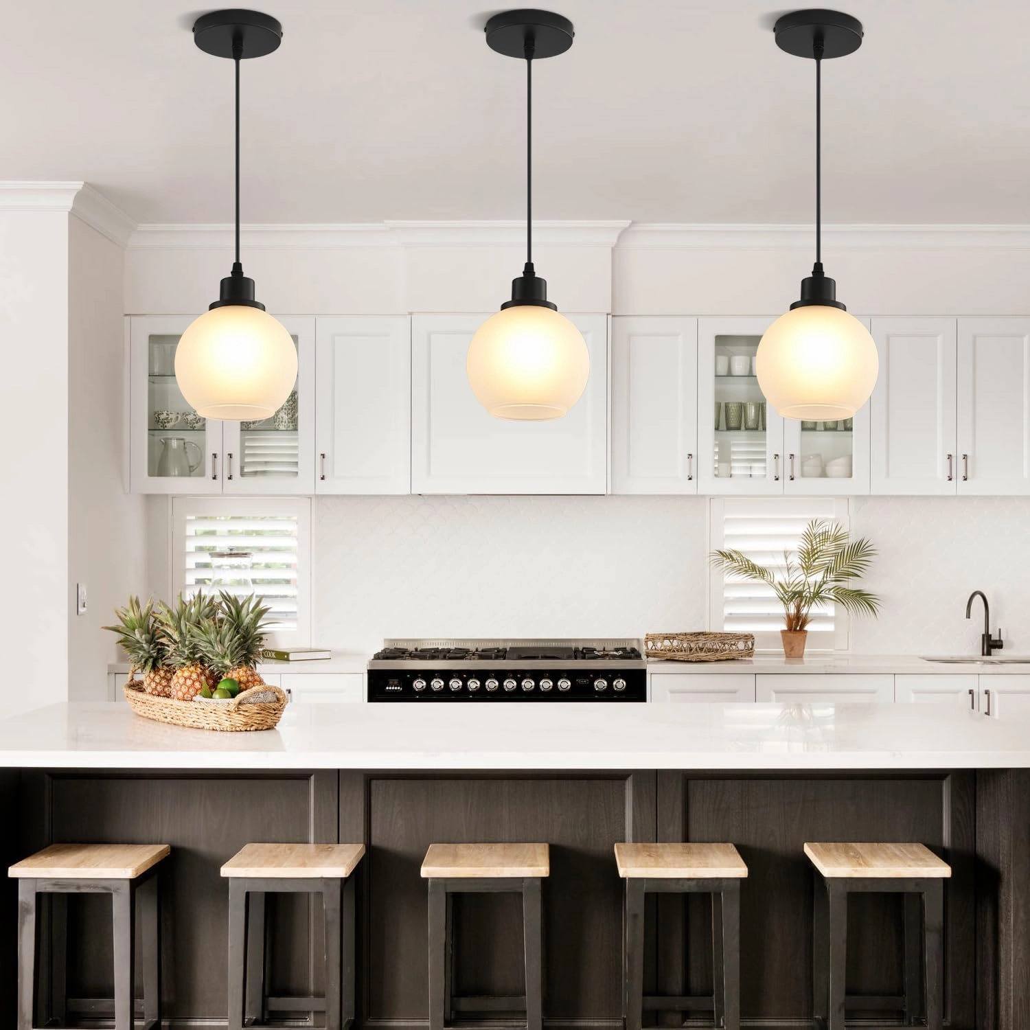 Pendant Lamp with Glass Shade, Modern Antique Brass Pendant Lights,Hanging Light Vintage Glass Shade, Island Light Pendant Light Fixture for Bedroom Living Room Kitchen