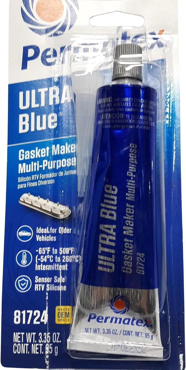 Permatex 81724 Ultra Blue Multipurpose RTV Silicone Gasket Maker - 3.35 oz Tube (77B) (1)