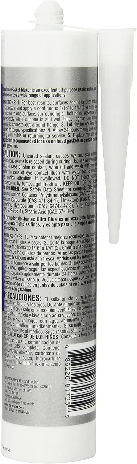 Permatex 81725 Sensor-Safe Ultra Blue RTV Silicone Gasket Maker, 13 oz.