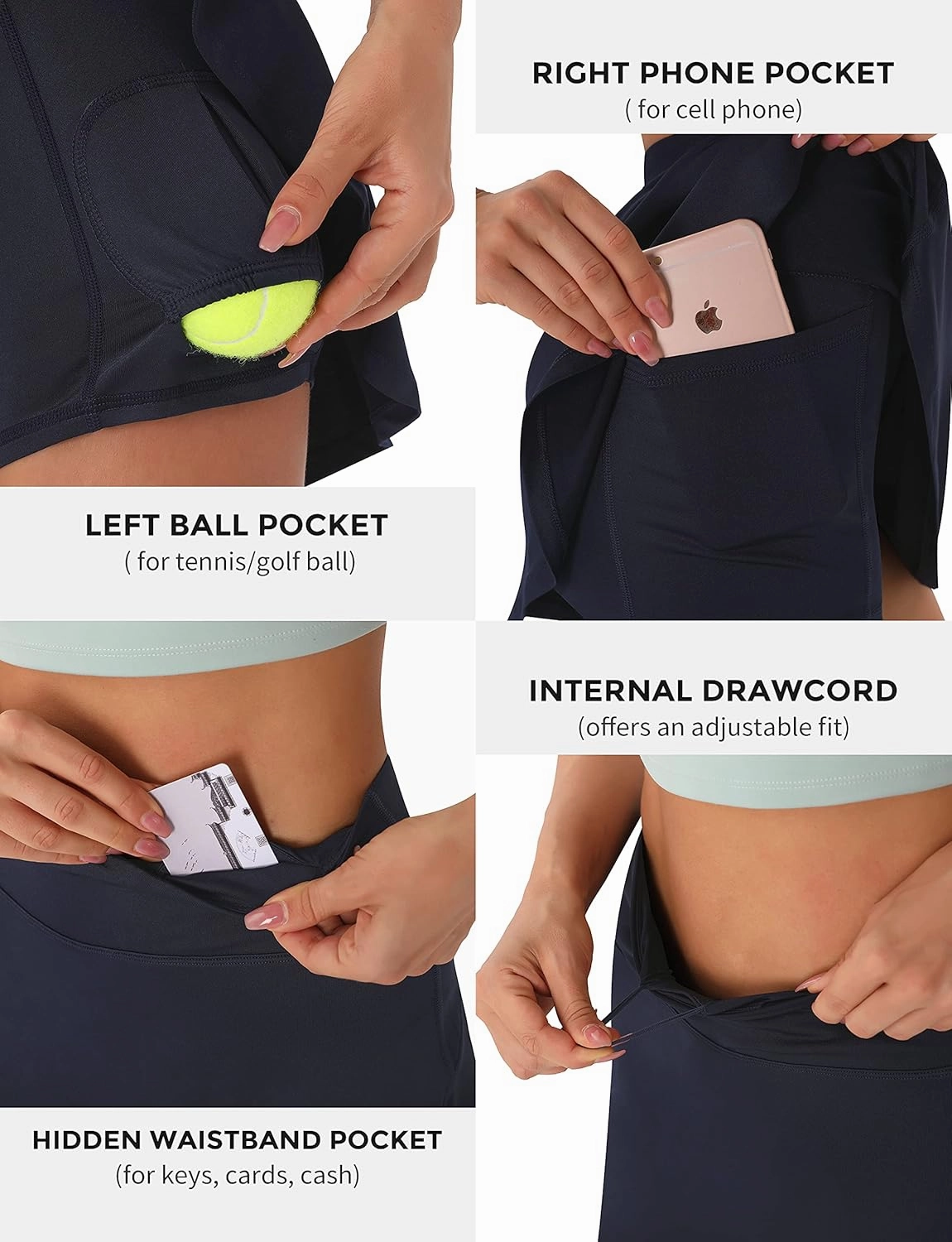 Persit Womens High Waisted Athletic Tennis Skirt Sports Golf Running Skorts with Ball Pockets