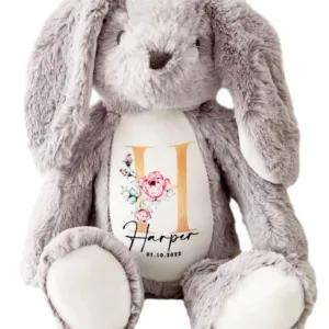 Personalised Bunny Rabbit,Cuddly Bunny Rabbit Plush Toy, Customizable Newborn Gift, Adorable Baby Shower Keepsake for Boys and Girls