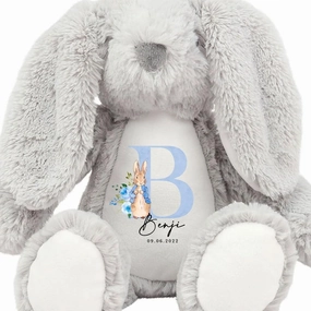 Personalised Christmas Bunny Rabbit, Christmas Gifts for Children, New Baby Girl Gift, Personalised Plush Soft Toy, Your Name Teddy, Cuddly Toy, Girls & Boys Teddy Baby Shower Gift