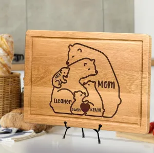 Personalized Bear Family Puzzle Cutting Board with Cubs Names, Mama Bear Cutting Board with Kids Name for Mothers Day, Custom Mama Bear And Cubs Sign, Mom, Dad Birthday Gifts from Daughter Son