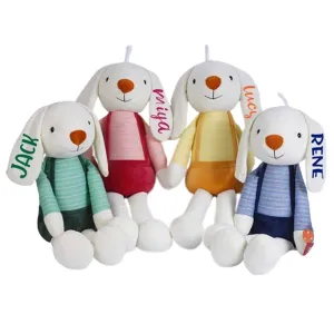 Personalized Bunny Plush Animal, Custom Name Rabbit Stuffed Animal for Easter Gifts Embroidered Rabbit Plush Doll Toys for Baby Kids (Style 3)