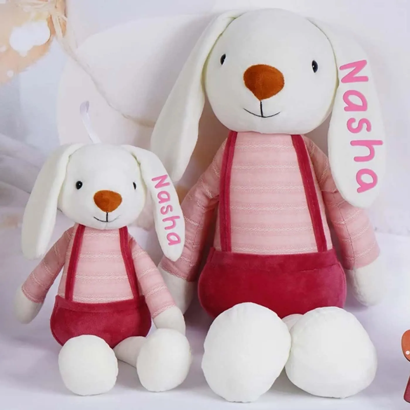 Personalized Bunny Plush Animal, Custom Name Rabbit Stuffed Animal for Easter Gifts Embroidered Rabbit Plush Doll Toys for Baby Kids (Style 3)