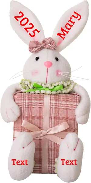 Personalized Easter Bunny Stuffed Animal, Custom Stuffed Easter Bunny Plush with Name as Personalized Easter Gift for Newborn, Kids First Easter Gift, 11 inch