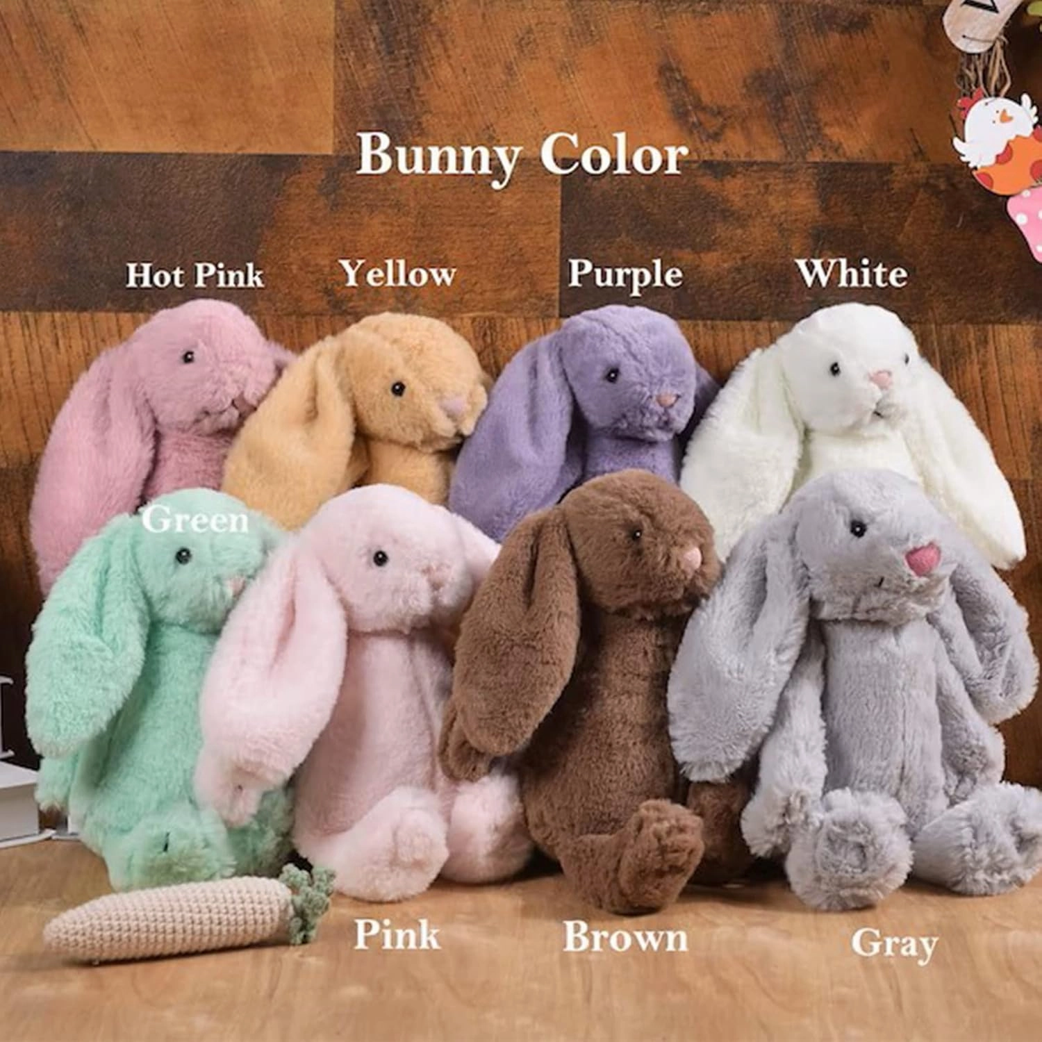 Personalized Bunny Rabbit Stuffed Animal Plush, Customized Your Name Easter Gift, Vinyl embroidery Bunny Rabbit Plush Toy Gift, Easter Gifts (A)