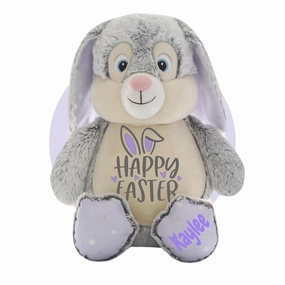 Personalized Easter Bunny Rabbit - 4 Bunny Options - Choice of Color - Bunny Rabbit Stuffed Animal - Personalized Bunny for Easter - Bunny Plush with name - Easter Gifts for Kids (Gray Bunny)
