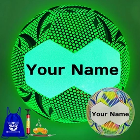 Personalized Soccer Ball Glow in The Dark, Customized Glowing Soccer Ball Gift for Teens, Youth, Men, Women Indoor Outdor Soccer Training (with Pump)