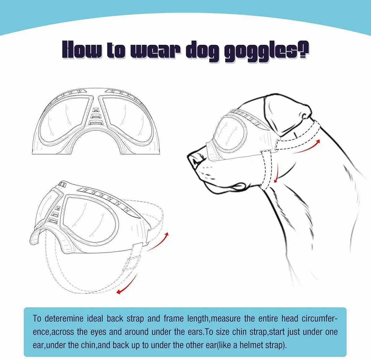 PETLESO Dog Goggles Large Breed Sunglasses Eye Protection for Outdoor Driving Skiing, Black