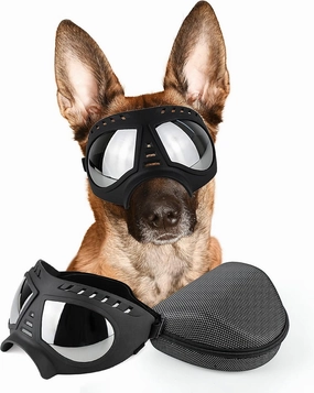 PETLESO Dog Goggles Large Breed Sunglasses Eye Protection for Outdoor Driving Skiing, Black