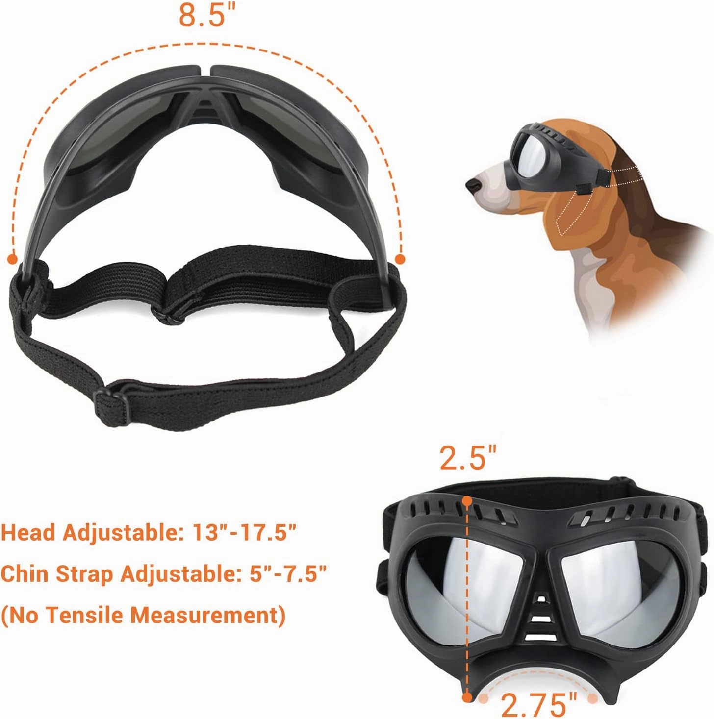 PETLESO Medium Breed Dog Goggles, Sunglasses with UV Protection for Driving & Hiking, Blue Lens