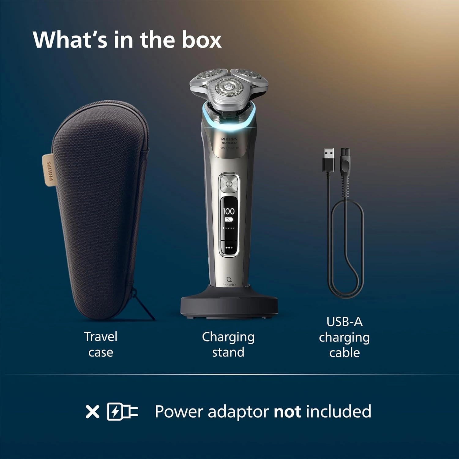 Philips Norelco Shaver i9000 Prestige - Wet & Dry Electric Shaver, Gold Oyster, Sense IQ Technology, Triple Lift & Cut System, 360 Rotating Dual SteelPrecision Blades, Quick Clean Pod, Model XP9203/81