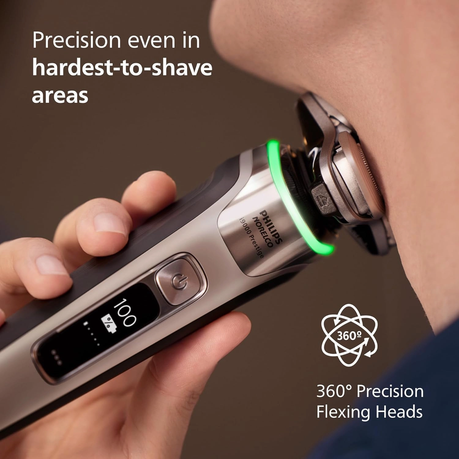 Philips Norelco Shaver i9000 Prestige - Wet & Dry Electric Shaver, Gold Oyster, Sense IQ Technology, Triple Lift & Cut System, 360 Rotating Dual SteelPrecision Blades, Quick Clean Pod, Model XP9203/81