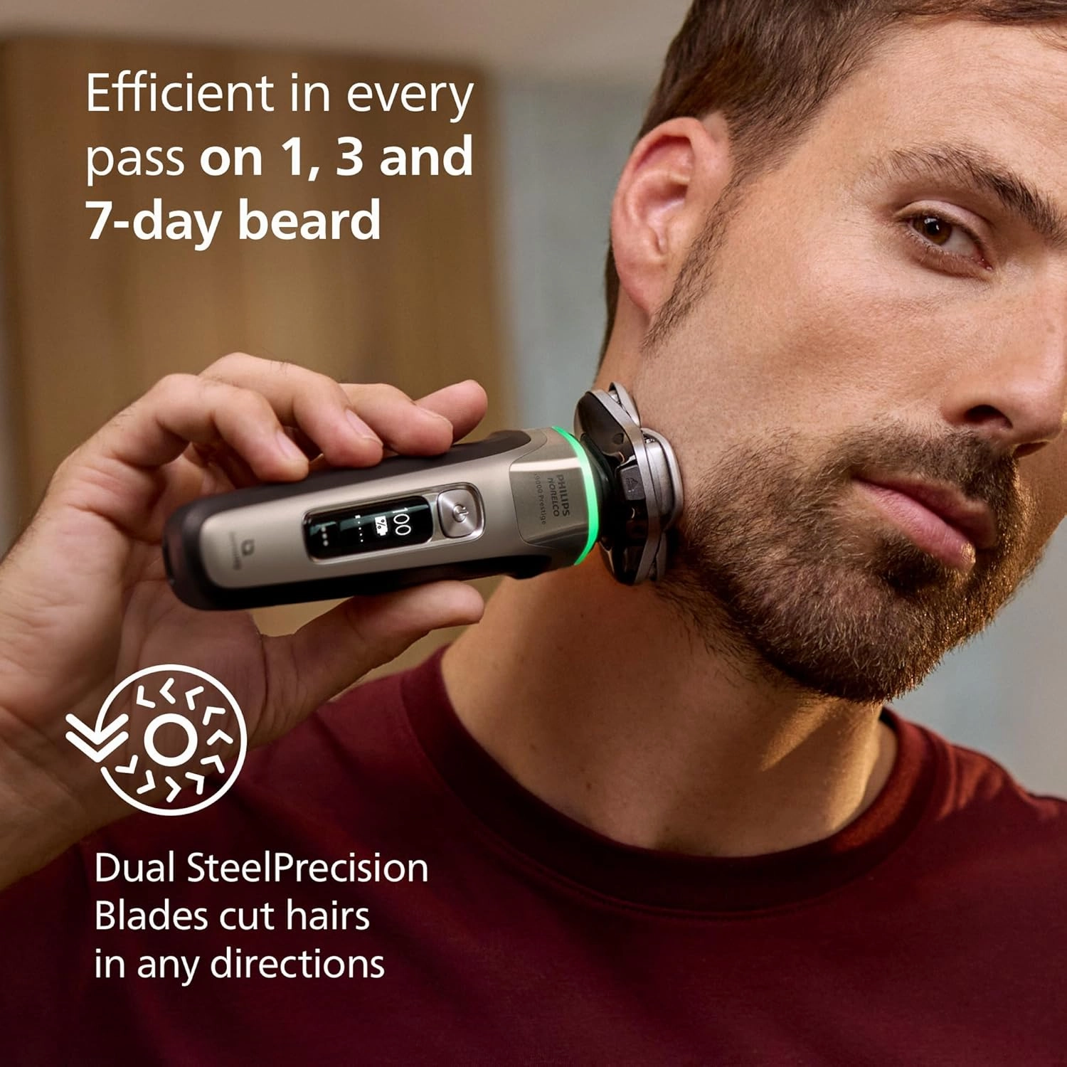 Philips Norelco Shaver i9000 Prestige - Wet & Dry Electric Shaver, Gold Oyster, Sense IQ Technology, Triple Lift & Cut System, 360 Rotating Dual SteelPrecision Blades, Quick Clean Pod, Model XP9203/81