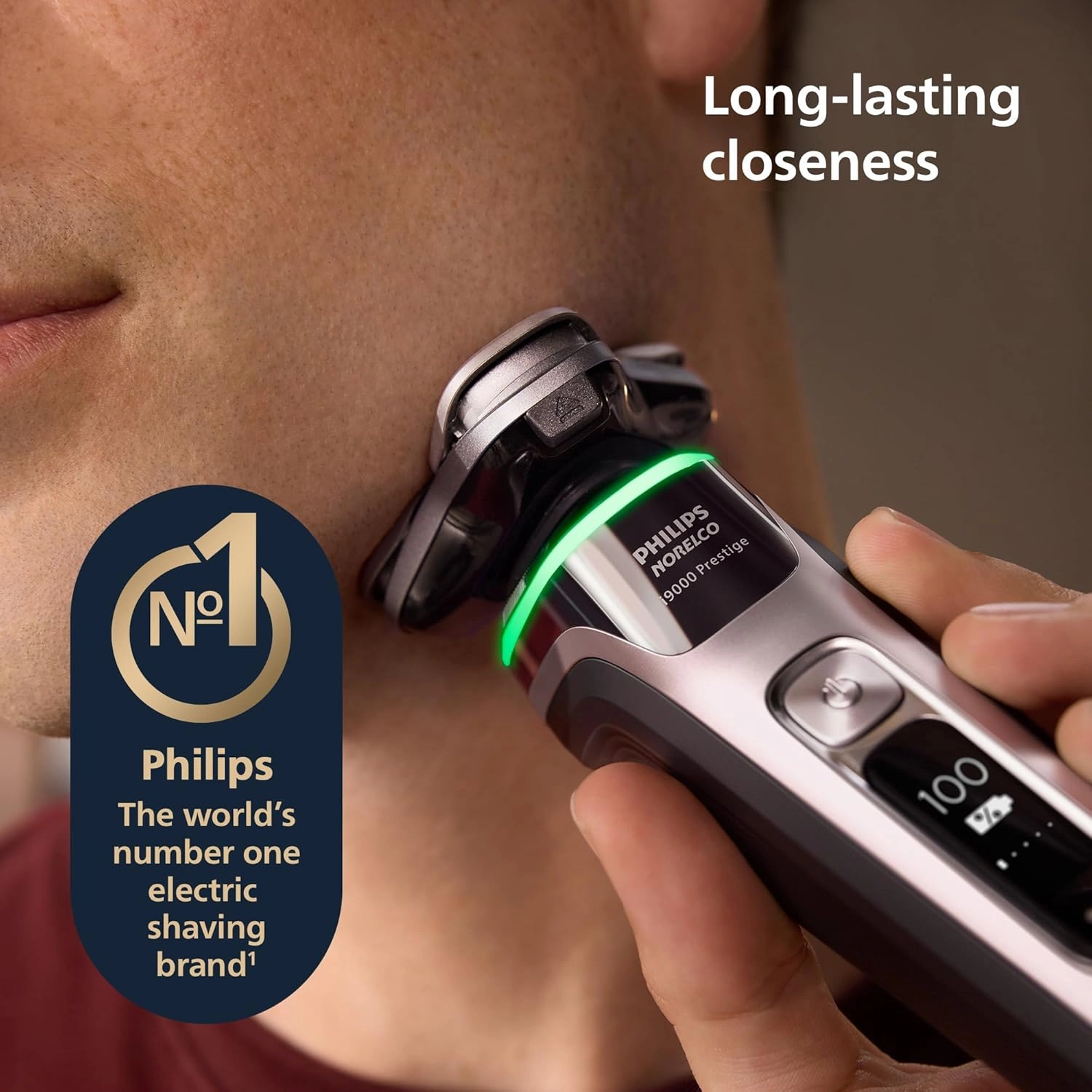 Philips Norelco Shaver i9000 Prestige, Wet & Dry Electric Shaver, Dark Slate Nova, SenseIQ Technology, Triple Lift & Cut System, 360 Rotating Dual SteelPrecision Blades, Charging Stand, XP9204/85