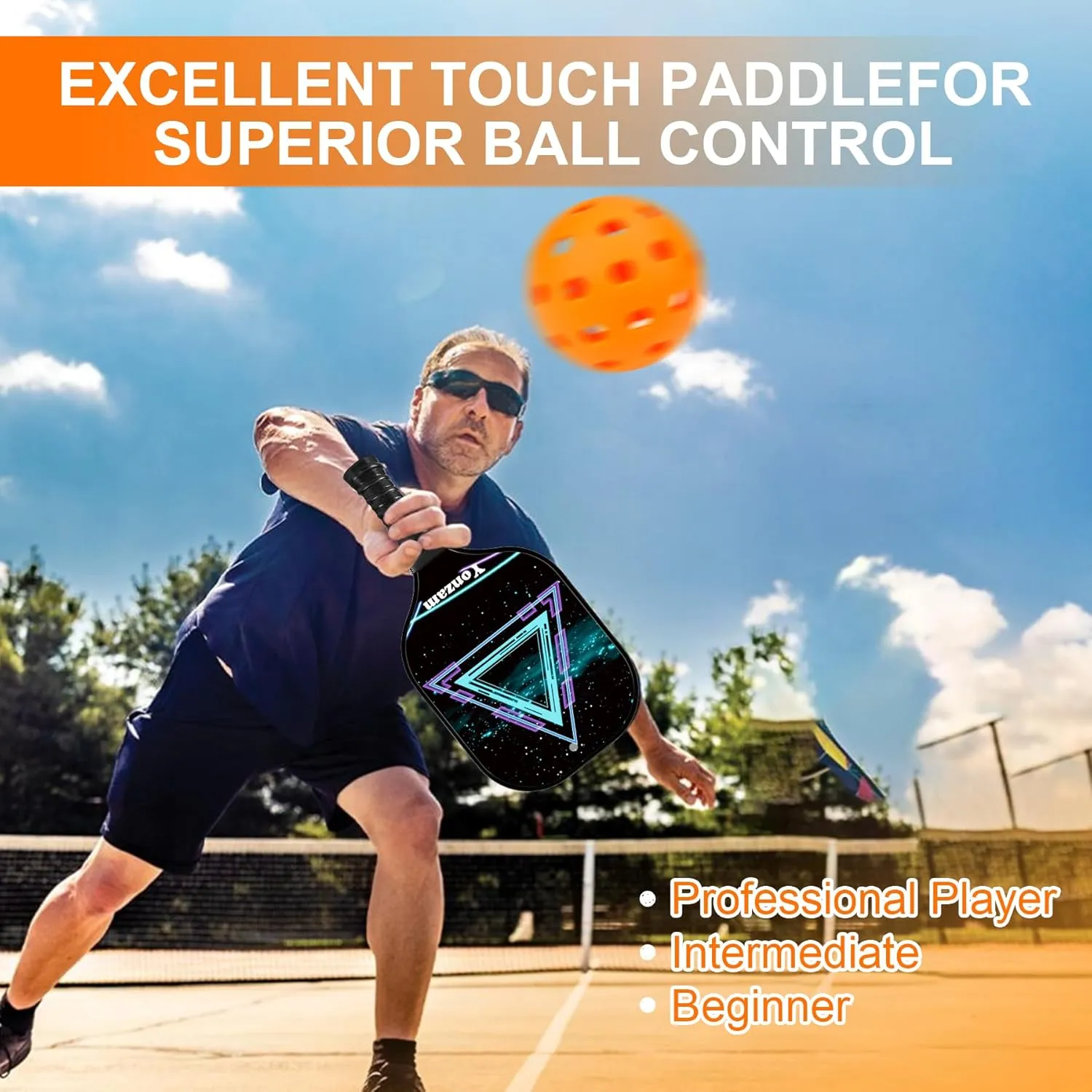 Pickleball Paddles, Carbon Fiber Surface Technology Pickleball Paddles Set of 2, Ultra Stiffness & Super Lightweight, PP Honeycomb Core, Anti-Slip Sweat-Absorbing Grip, 4 Pickleball