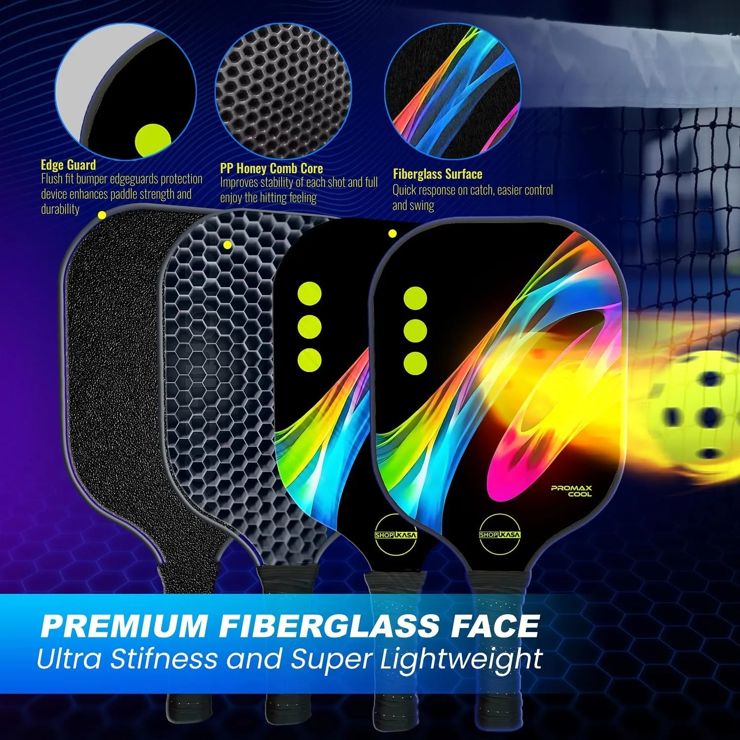 Pickleball-Paddles-Set of 2 or 1 Rackets with Balls and Bag, Pickle-Ball Equipment with Accessories, Cushion Comfort Grip, Men & Women's Gifts