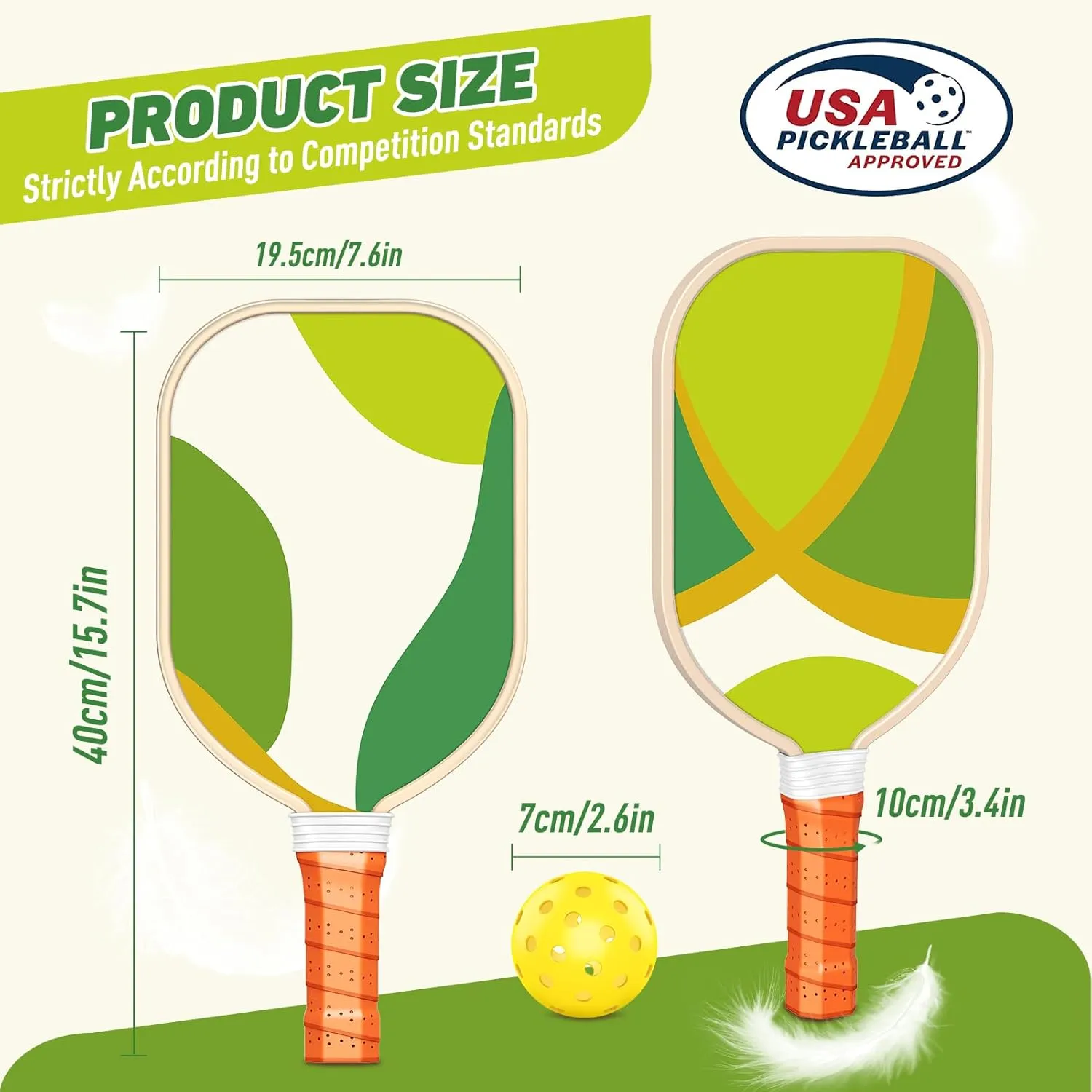 Pickleball Paddles Set of 4, Premium Wood with 4 Indoor & Outdoor Pickleball Balls and 1 Carry Bag, Pickleball Rackets with Ergonomic Cushion Grip for Beginner & Professional Gifts for Women Men Youth
