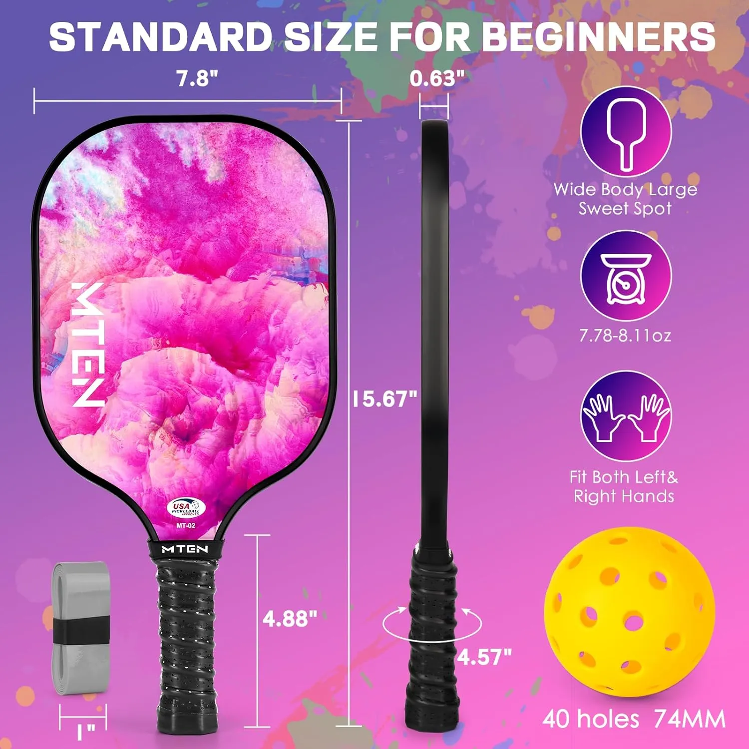Pickleball Paddles, USAPA Approved Fiberglass Surface Pickleball Set with Pickleball Rackets, Pickleball Paddles Set ​for Men Women
