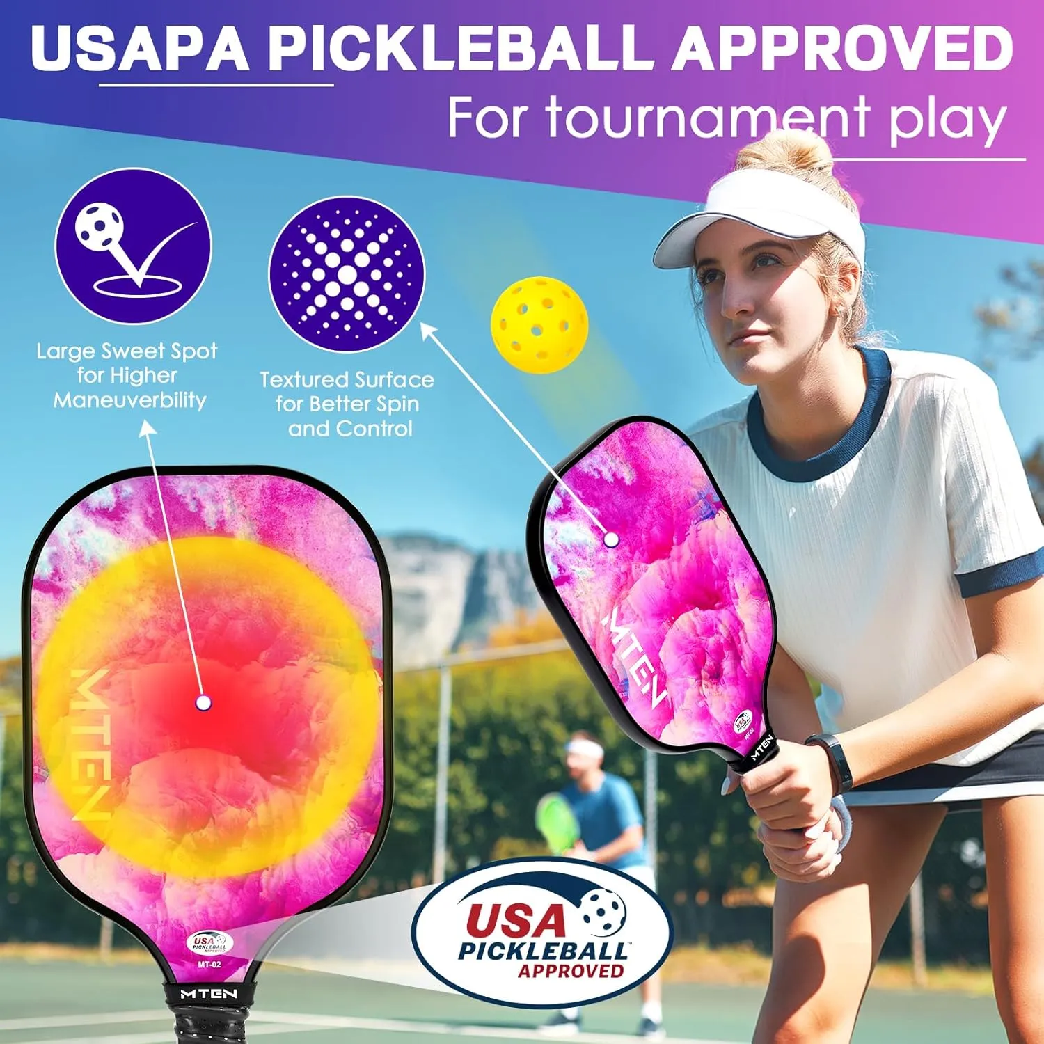 Pickleball Paddles, USAPA Approved Fiberglass Surface Pickleball Set with Pickleball Rackets, Pickleball Paddles Set ​for Men Women