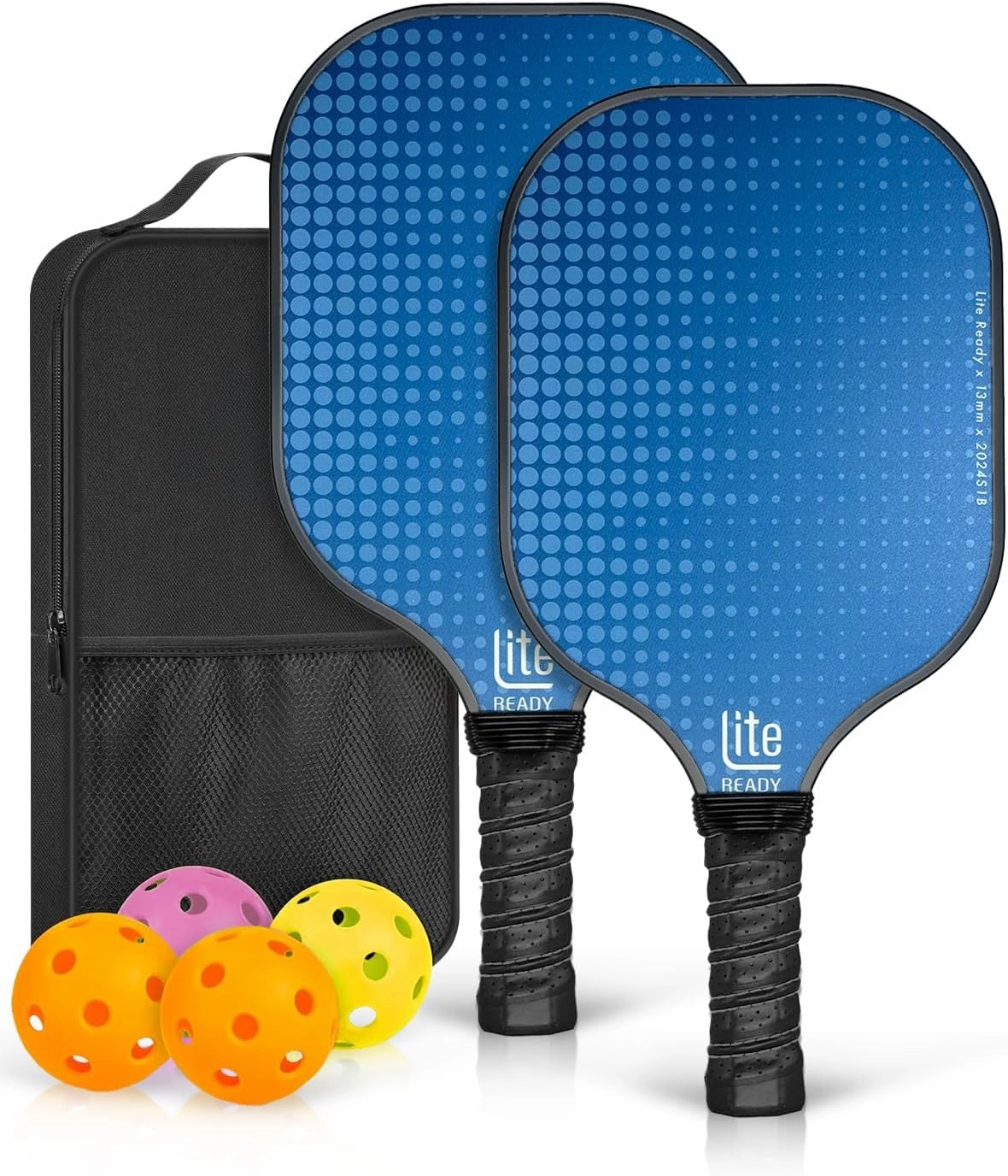 Pickleball Paddle Set of 2 – Lightweight Fiberglass Pickleball Paddles with 4 Pickleball Balls and a Bag | Durable Pickleball Equipment for Men and Women, Ideal for Beginners