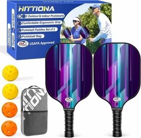 Pickleball Paddles - Fiberglass Pickleball Paddles Set of 2, USAPA Approved Pickle Ball Rackets 2 Pack with 4 Pickleball Balls, 1 Pickleball Net Bag, Paddles Ball Set for Beginners