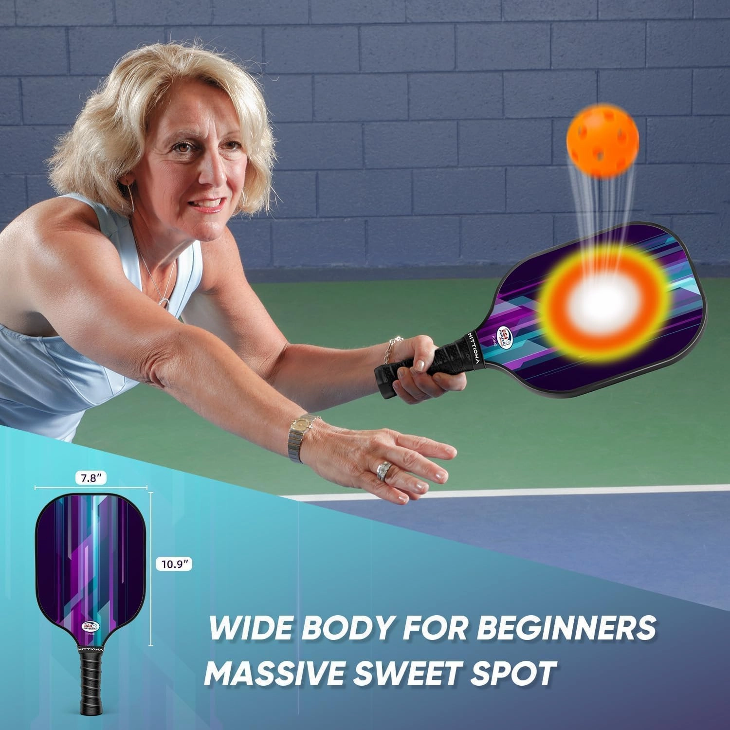 Pickleball Paddles - Fiberglass Pickleball Paddles Set of 2, USAPA Approved Pickle Ball Rackets 2 Pack with 4 Pickleball Balls, 1 Pickleball Net Bag, Paddles Ball Set for Beginners