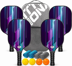 Pickleball Paddles - Fiberglass Pickleball Paddles Set of 4, USAPA Approved Pickle Ball Rackets 2 Pack with 4 Pickleball Balls, 1 Pickleball Bag, Paddles Ball Set for Beginners