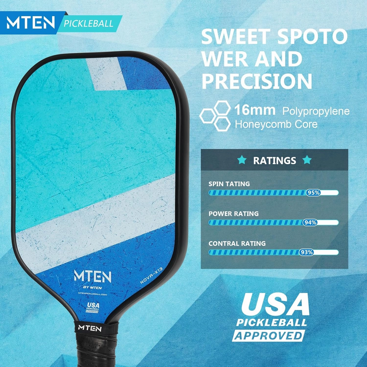 Pickleball Paddles, Carbon Fiber Pickleball Paddles, Lightweight Pickle Ball Paddle, Carbon Fiberglass Surface, USAPA Approved, Beginners & Competition, 1Pcs