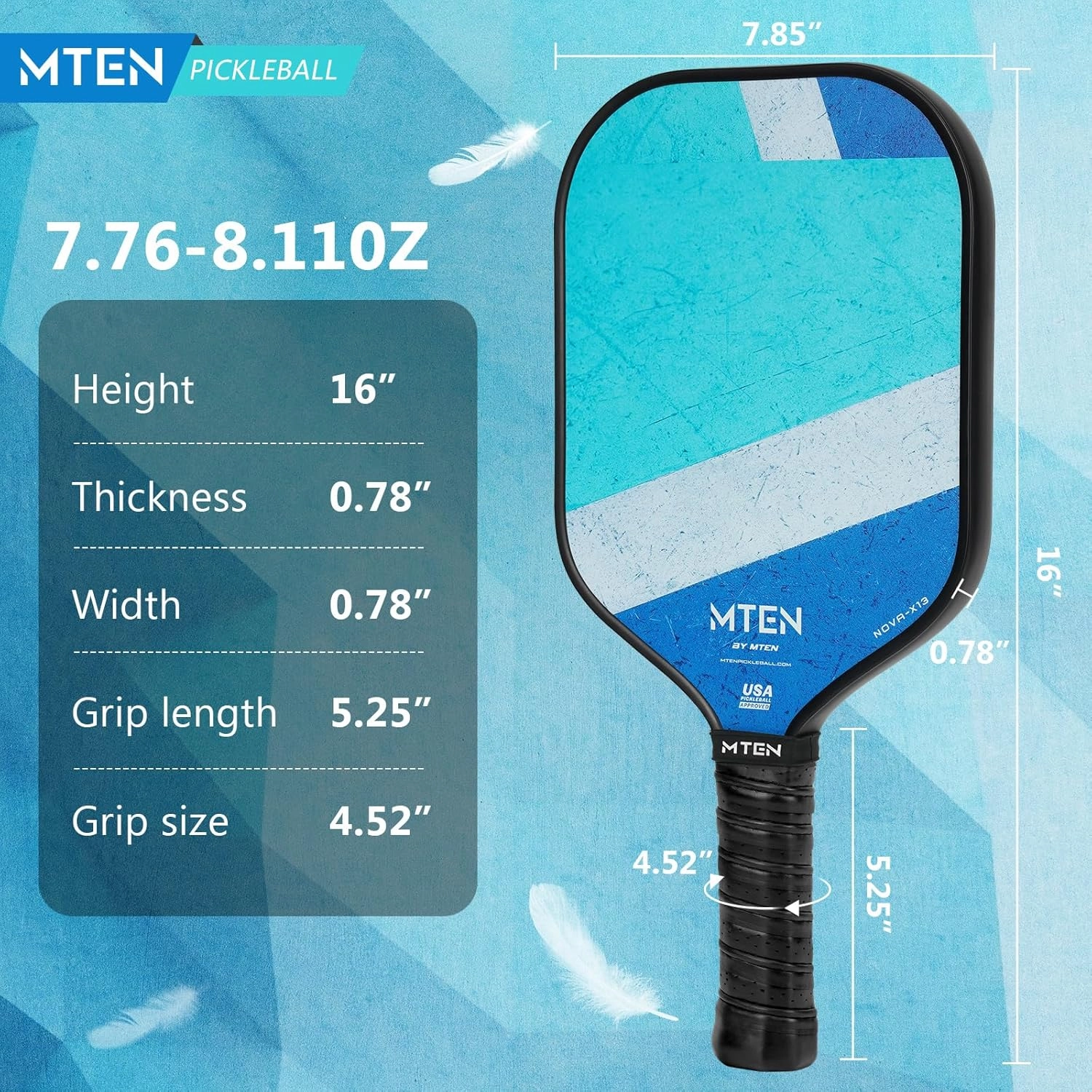 Pickleball Paddles, Carbon Fiber Pickleball Paddles, Lightweight Pickle Ball Paddle, Carbon Fiberglass Surface, USAPA Approved, Beginners & Competition, 1Pcs