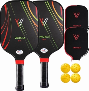 Pickleball Paddles,Pickleball Paddles Set of 2 or 1,Composite Fiberglass/Carbon Fiber Material Pickleball Paddle,Lightweight Design,16mm Thickness Core,5.5IN Long Handle Pickleball Set