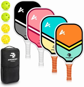 Pickleball Paddles Set of 2/4, USAPA Approved Lightweight Fiberglass Pickleball Set with 4 Pickleballs, 1 Pickleball Sling Bag, Pickleball Gifts for Women Men Beginners & Professional