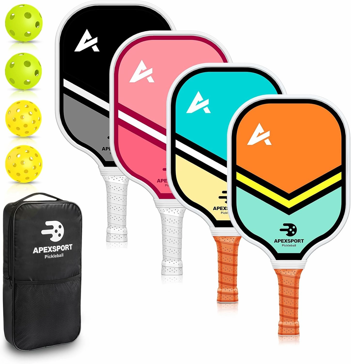 Pickleball Paddles Set of 2/4, USAPA Approved Lightweight Fiberglass Pickleball Set with 4 Pickleballs, 1 Pickleball Sling Bag, Pickleball Gifts for Women Men Beginners & Professional
